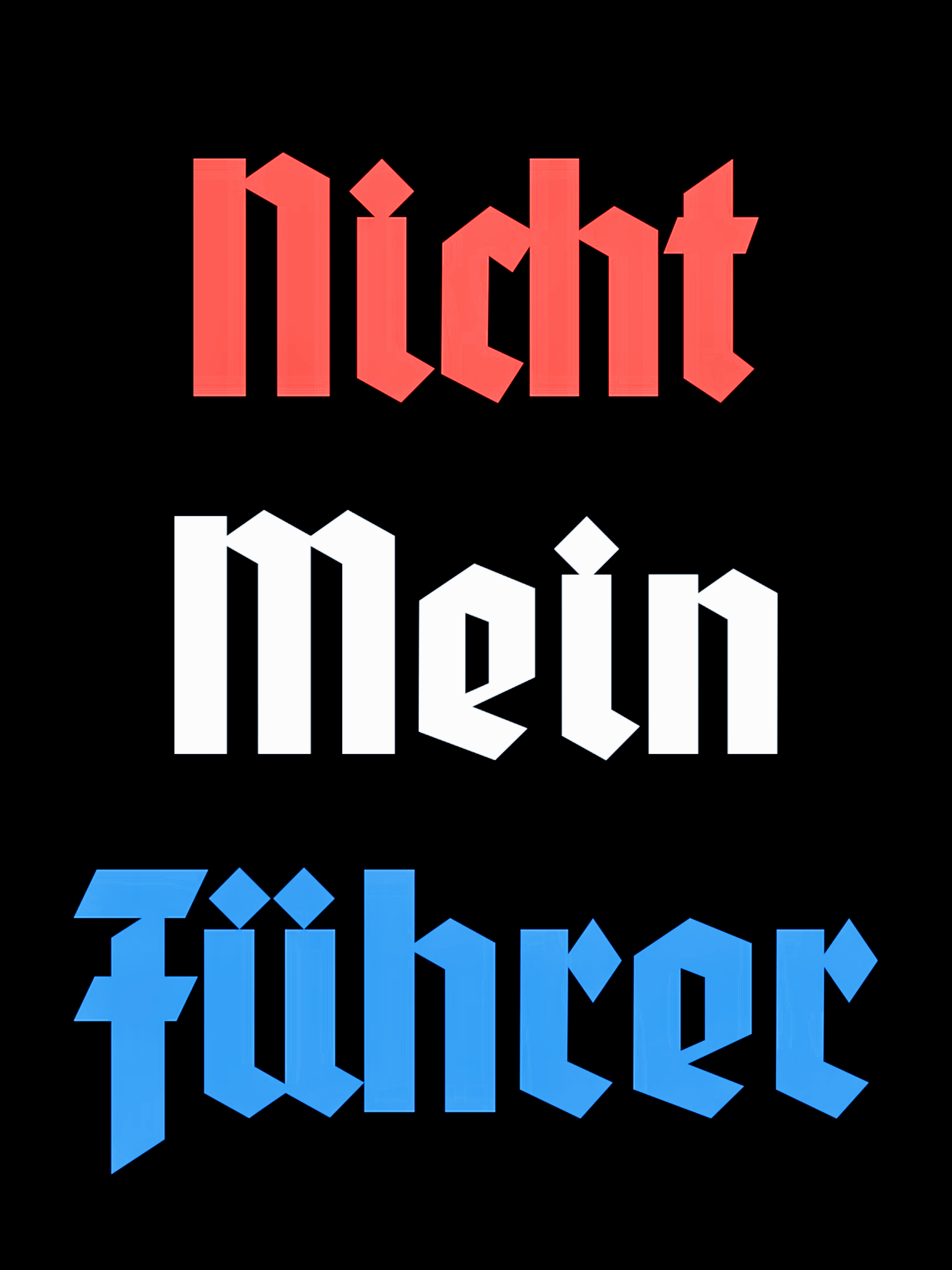 Words 'Nicht Mein Fuhrer', German in World War 2 style, meaning 'Not my president'
