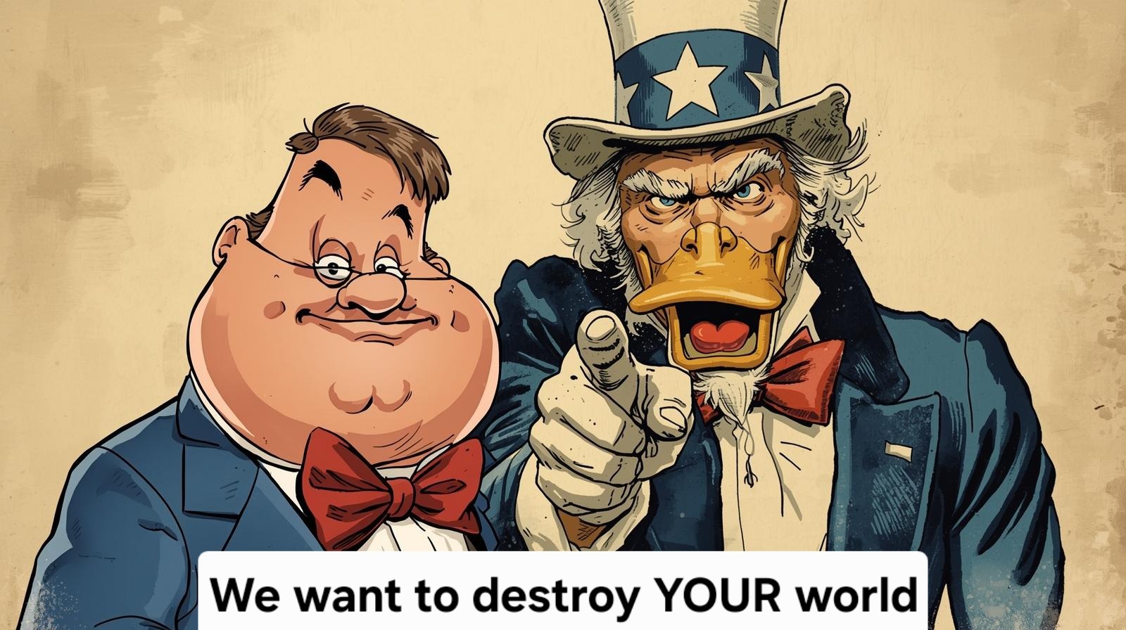 Political satire in style of old U.S. army ad, ver2