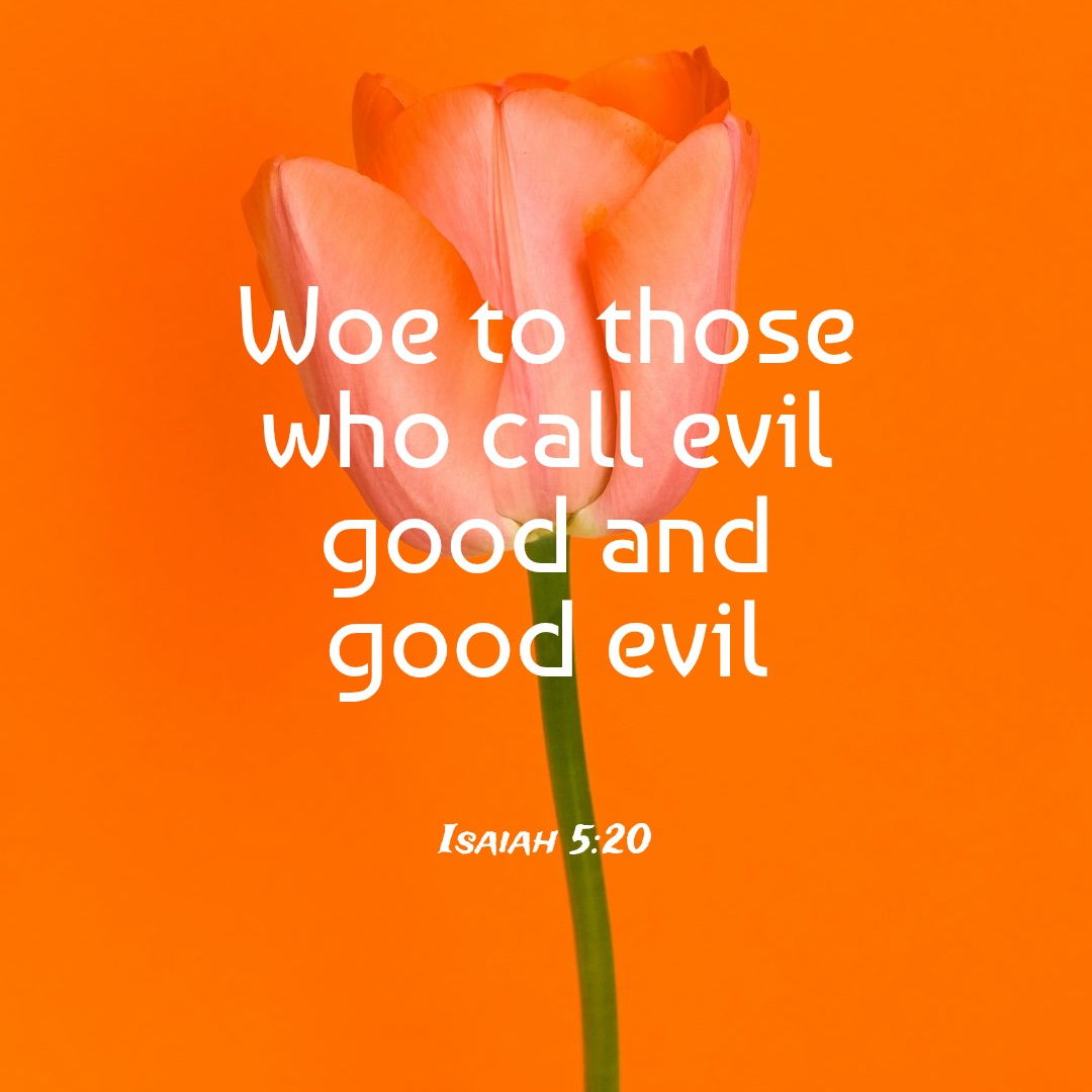 Quote from Isaiah 5:20, woe to those who call evil good and good evil