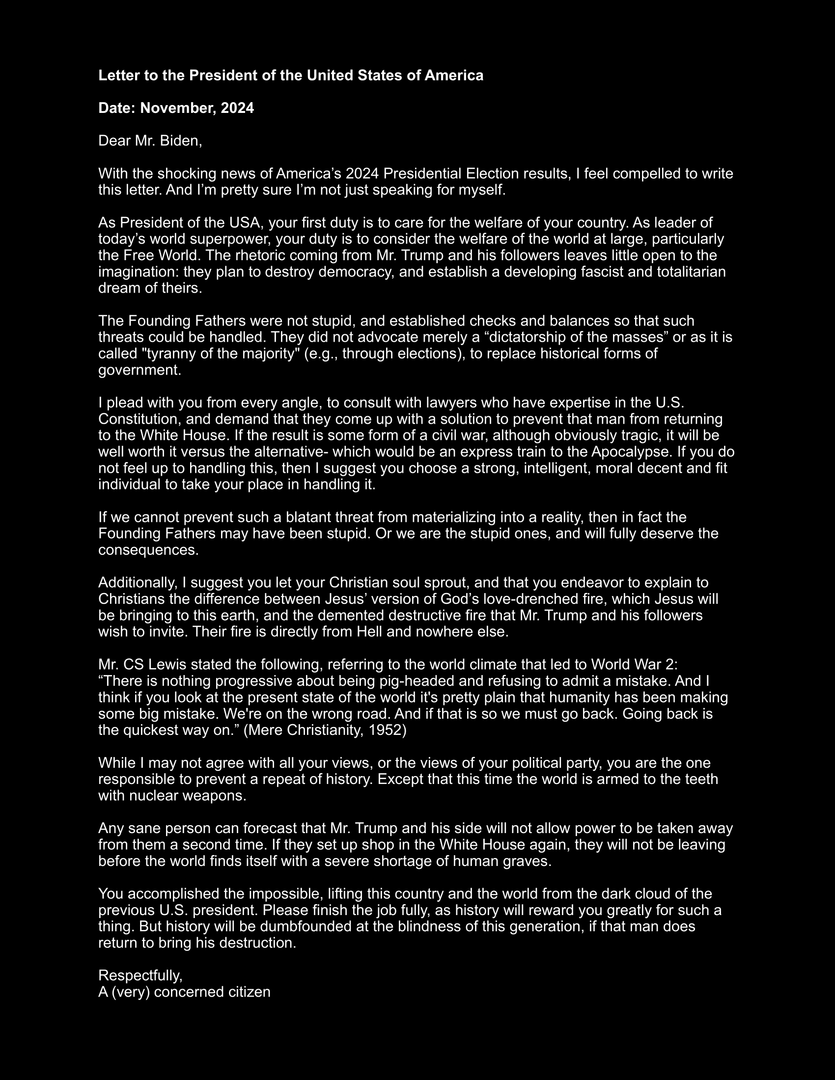 This is an urgent message for President Biden.